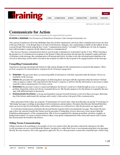 Communicate for Action